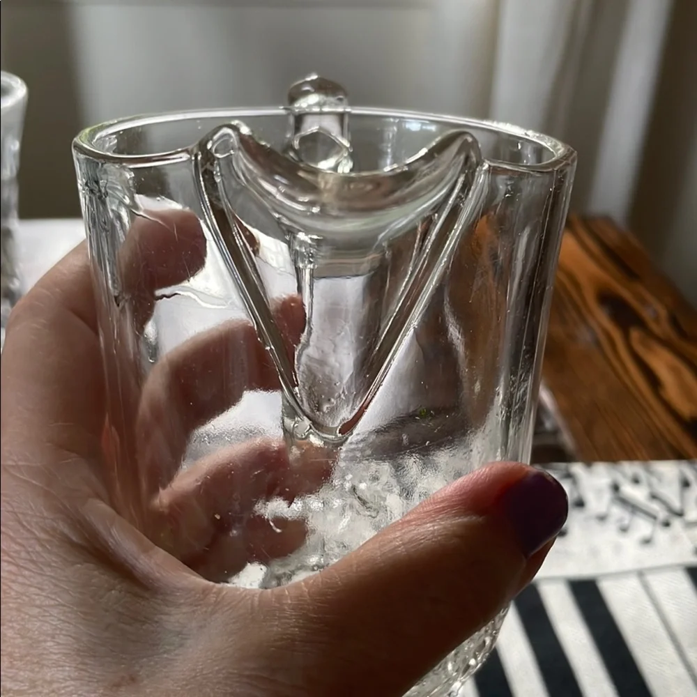 Vintage Clear Riverside Glass Co EAPG Grasshopper Pitcher Detailing Footed Base